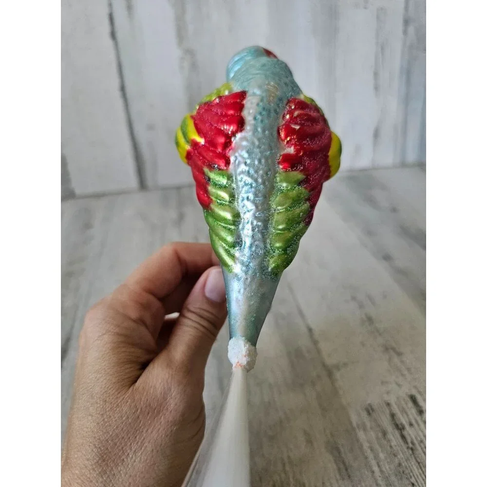 Radko perky pete Parrot‎ bird clip AS IS vintage ornament Xmas tree